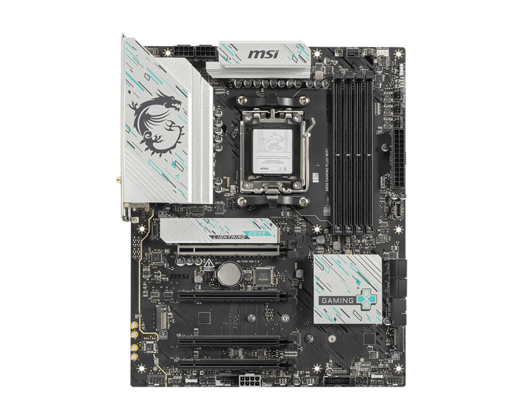 MSI B850 GAMING PLUS WIFI Motherboard – AMD Ryzen™ 9000/8000/7000 Series, DDR5 up to 8200+ MT/s (OC), 12+2+1 Power Design, Frozr Guard Cooling, PCIe 5.0, Wi-Fi 7, 5G LAN, Audio Boost, and EZ DIY Features for High-Performance Gaming