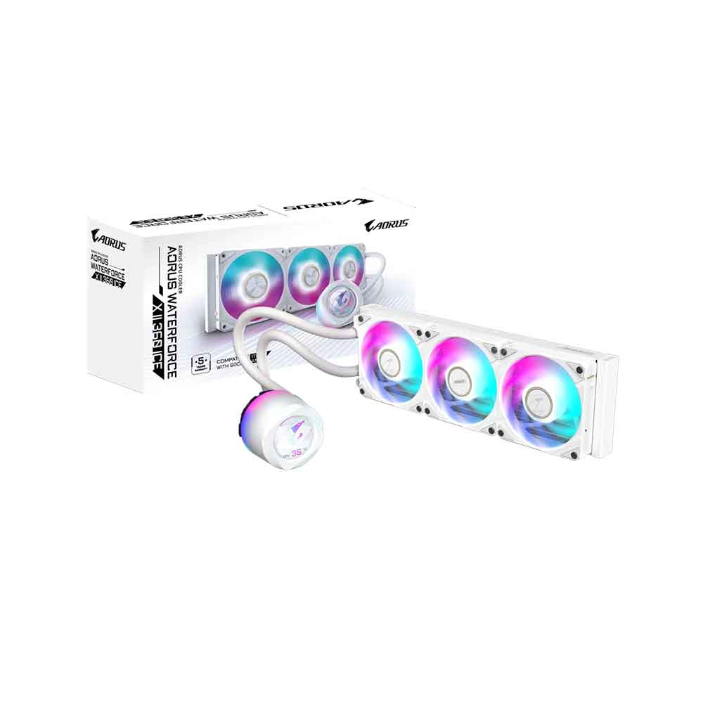 Gigabyte AORUS WATERFORCE X II 360 ICE  Liquid CPU Cooler, ARGB Fans, compatible with Intel LGA1700 and AMD AM5