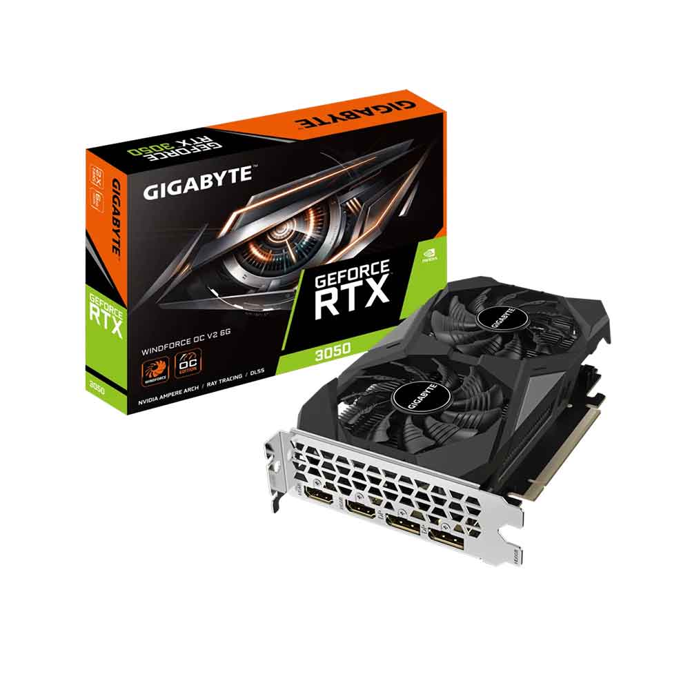 GIGABYTE GeForce RTX 3050 WINDFORCE OC 6G Graphics Card — 2X WINDFORCE Fans, 6GB GDDR6
