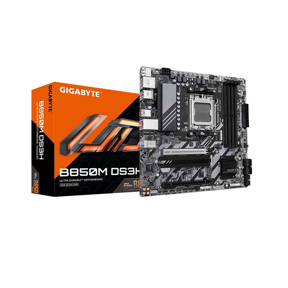 GIGABYTE B850M DS3H AMD AM5 Motherboard, mATX, DDR5, 2X M.2, PCIe 5.0, USB-C