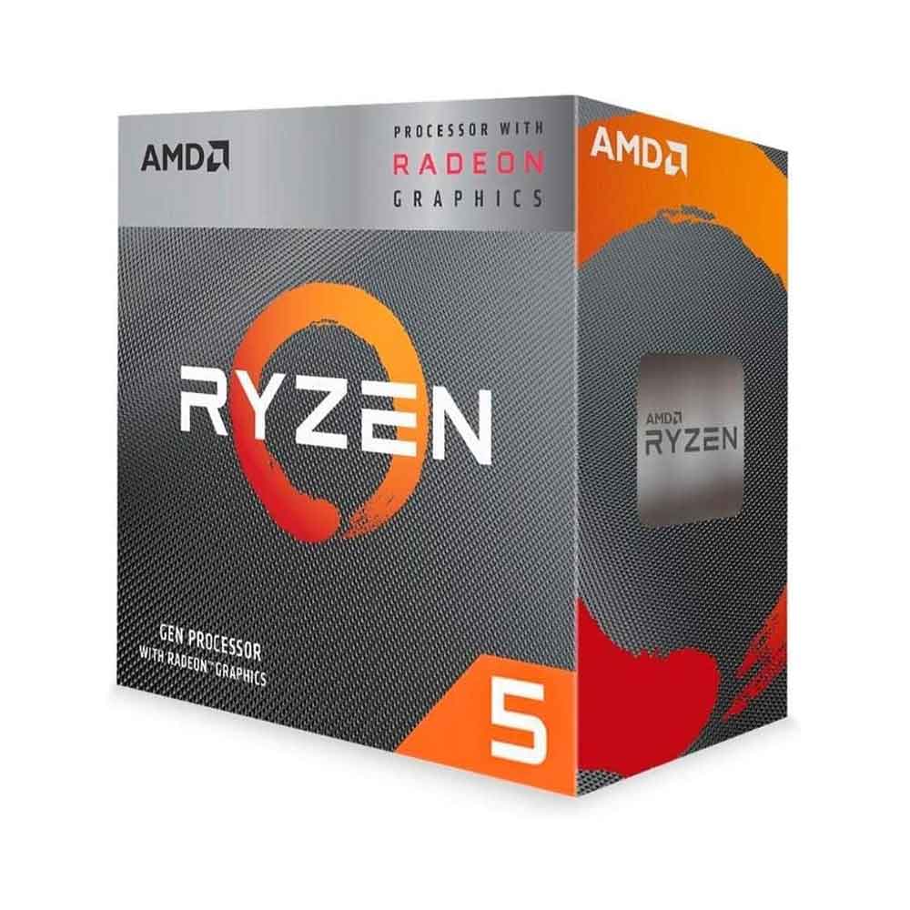 معالج AMD Ryzen 5 4600G سداسي النواة، 12 خيطًا، طراز Renoir AM4، ذاكرة تخزين مؤقتة 8 ميجابايت، تردد أساسي 3.7 جيجاهرتز، تردد معزز 4.2 جيجاهرتز، استهلاك طاقة 65 واط، مع بطاقة رسومات Radeon Vega 7