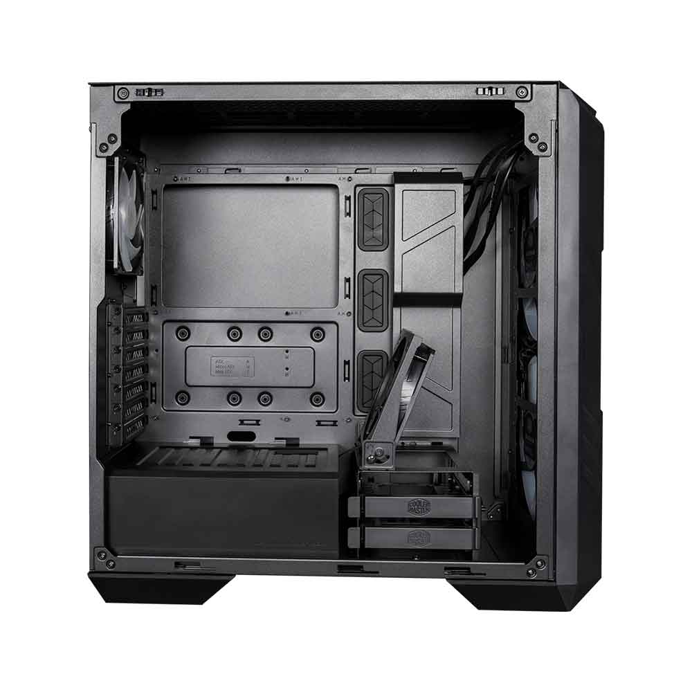 Cooler Master HAF 500  Case Mid-Tower 2 x 200mm Pre-Installed ARGB Fans for High-Volume Airflow, Rotatable 120mm GPU Fan Versatile Cooling Options, Tempered Glass Side Panel, Removeable Top