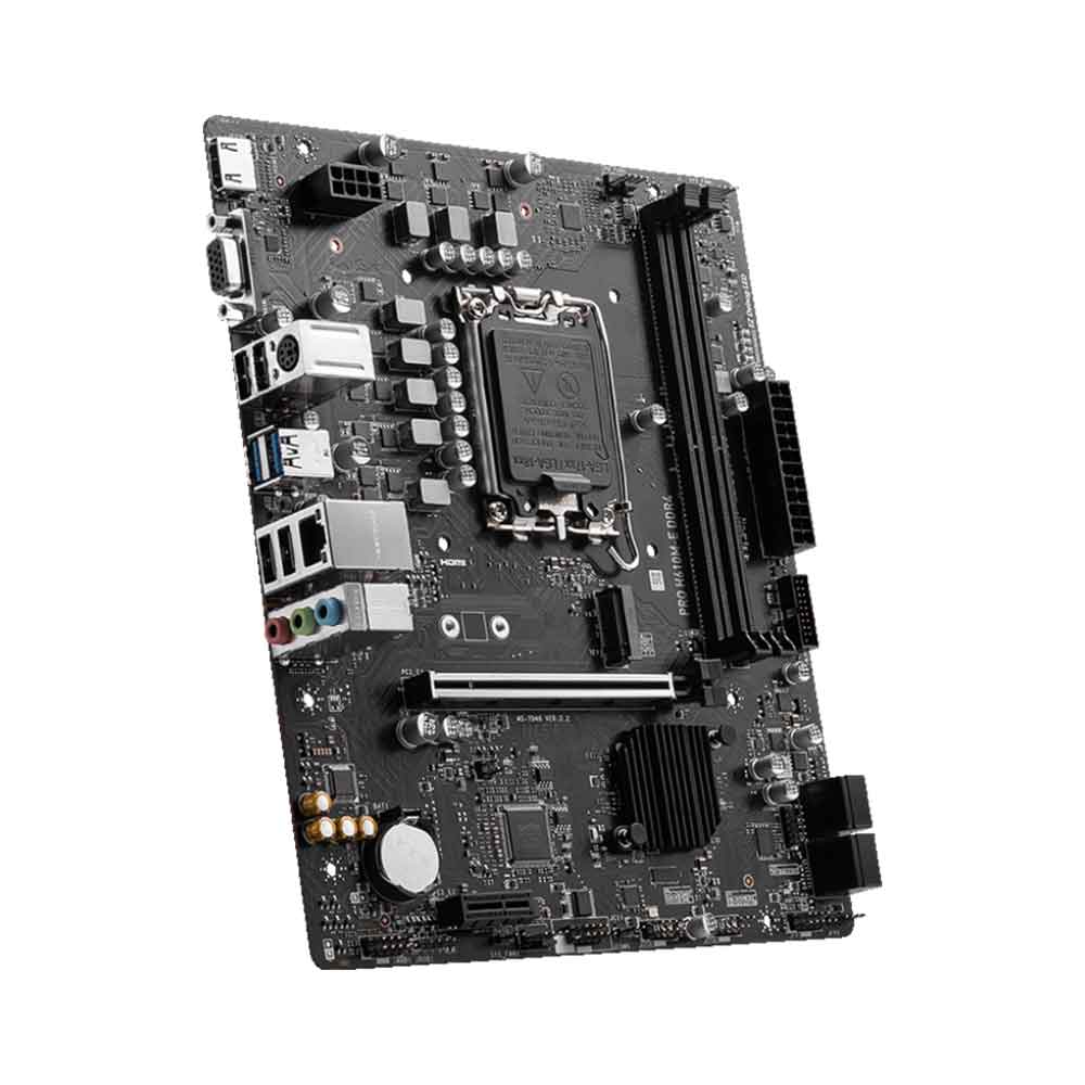 MSI PRO H610M-E DDR4 LGA 1700 Micro-ATX - Supports Intel 12th Gen Core Processors, LGA 1700-2 x DIMMs (3200MHz), 1x PCIe 4.0 x16 slot, 1 x M.2 Gen3, USB 3.2 Gen1, 1G LAN, HDMI 1.4 & VGA Motherboard