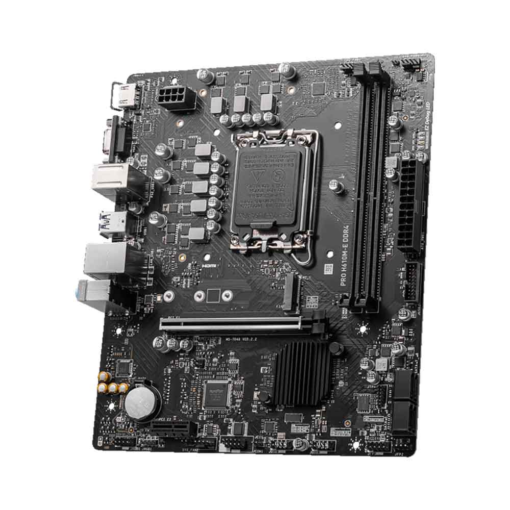 MSI PRO H610M-E DDR4 LGA 1700 Micro-ATX - Supports Intel 12th Gen Core Processors, LGA 1700-2 x DIMMs (3200MHz), 1x PCIe 4.0 x16 slot, 1 x M.2 Gen3, USB 3.2 Gen1, 1G LAN, HDMI 1.4 & VGA Motherboard