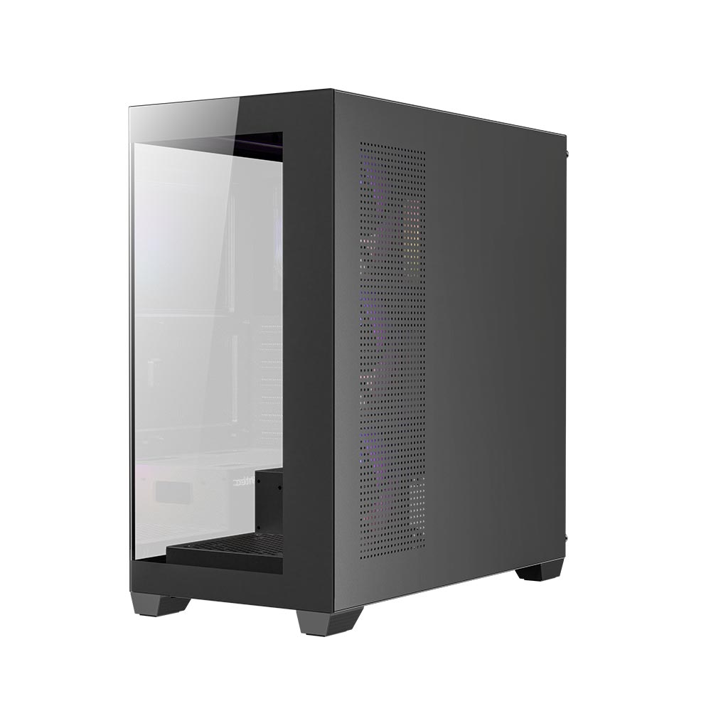 Antec CX300 ARGB Black with Panoramic 270 Degree View, Vertical Cooling, 4X 120mm Pre Installed RGB Fans, 420mm GPU Support, Atx Mid Tower Gaming and Antec Atom V650 650 Watts Non-Modular Gaming Power Supply