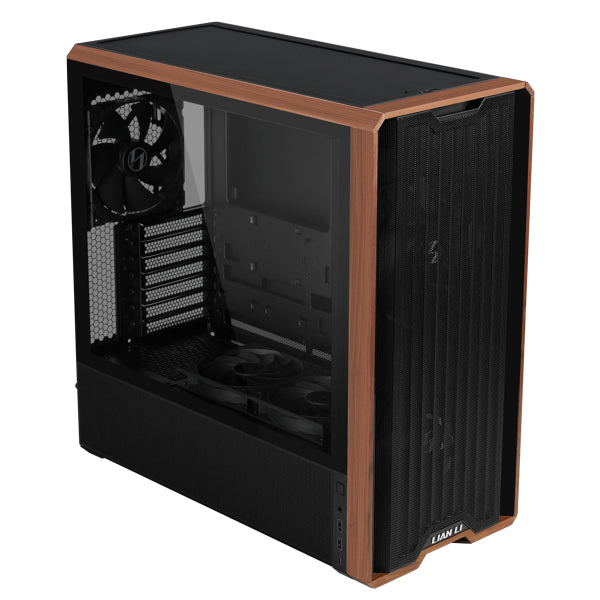 Lian Li LANCOOL 217 Genuine Walnut Wood Computer Case, Mid-Tower ATX PC Case with 5 Pre-Installed PWM Fans 2x170mm, 2x120mm & 1x140mm, Flexible PSU & Cable Installation