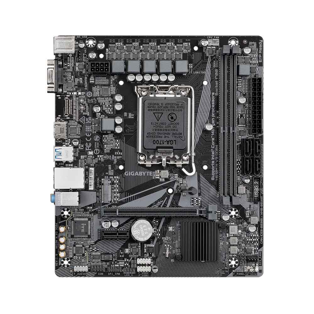 Gigabyte H610M H V3 DDR4 Motherboard - Supports Intel Core 14th CPUs, 4+1+1 Hybrid Phases Digital VRM, up to 3200MHz DDR4, 1xPCIe 3.0 M.2, USB 3.2 Gen 1