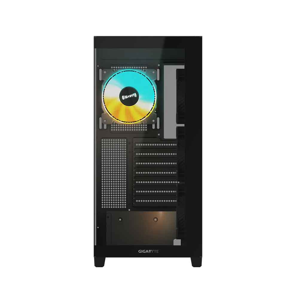 GIGABYTE C500 PANORAMIC STEALTH Mid Tower case in Black with RGB support vertical GPU mount USB-C cooling options 360mm radiators