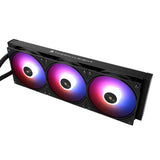 مبرد سائل وحدة المعالجة المركزية Thermalright Hydro Cooling Frozen Warframe PRO 360 BLACK ARGB Black-360mm AIO، شاشة IPS LCD بدقة 320 * 320، متوافق مع AM4/AM5/Intel LGA1700/1851، شاشة LCD ماصة للمغناطيس مقاس 2.73 بوصة للصور