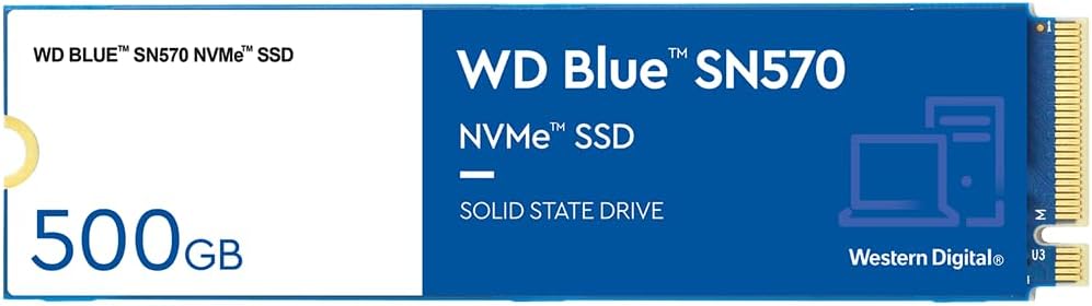 Western Digital 500GB Blue SN570 NVMe™ SSD PCIe Gen3 x4 up to 3500 MB/S.
