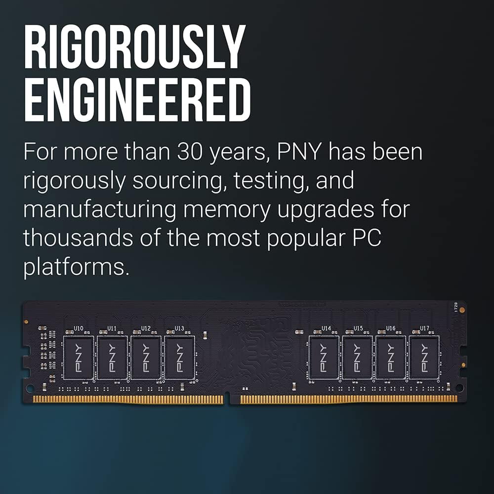 PNY 16GB DDR4 DRAM 3200MHz CL22 (Compatible with 2666MHz, 2400MHz or 2133MHz)