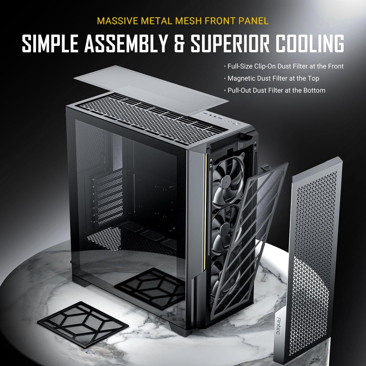 Antec Performance Series P20C Massive Metal Mesh Front Panel, 3 x 120mm PWM White Fans, Type-C 3.2 Gen2 Ready, 2 x 360 mm Radiator Simultaneously, GPU Bracket, Mid-Tower E-ATX PC Case