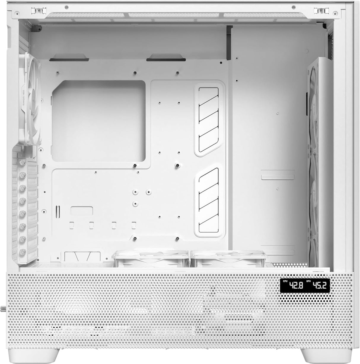 Antec FLUX PRO full tower case supporting E-ATX to ITX motherboards, with tempered glass panels, 6 included PWM fans, up to 420mm radiator support