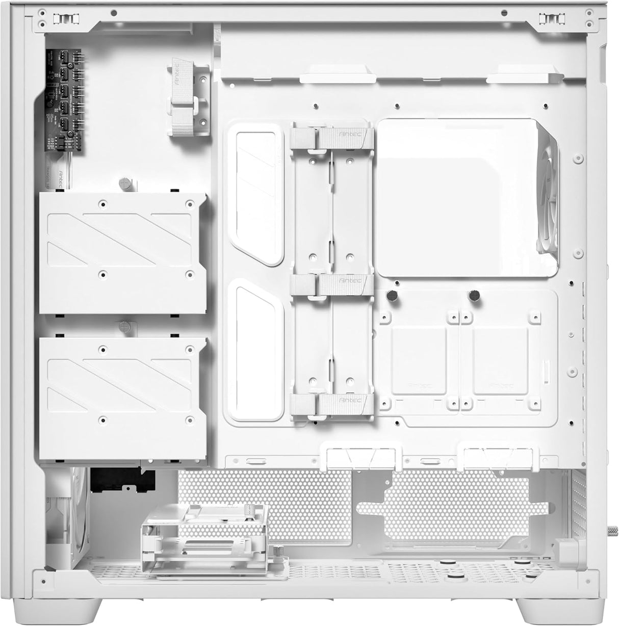 Antec FLUX PRO full tower case supporting E-ATX to ITX motherboards, with tempered glass panels, 6 included PWM fans, up to 420mm radiator support