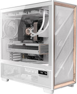 Antec FLUX PRO full tower case supporting E-ATX to ITX motherboards, with tempered glass panels, 6 included PWM fans, up to 420mm radiator support