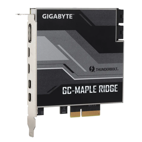 GIGABYTE GC-MAPLE RIDGE Intel Thunderbolt 4 JHL 8540 Controller 2x USB Type-C 1x DisplayPort 1.4 2x Mini DisplayPort Max Bandwidth 40 Gb/s PCIe Card