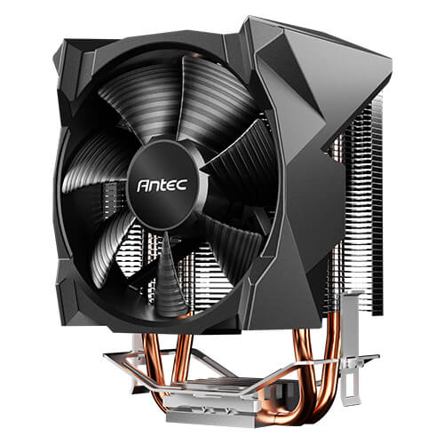 Computer cooling system with Antec logo on a white background