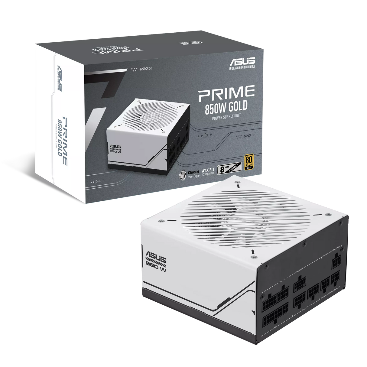 ASUS Prime 850W Gold 850 Watt ATX 3.0 Compatible Fully Modular Power Supply, 80+ Gold Certified, Dual Ball Bearings