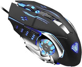 AULA S20 USB Wired Gaming Mouse Programmable Optical Ergonomic Mouse with Breathing LED Lights for PC Laptop