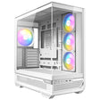 White computer case with RGB lighting on a white background