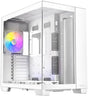White computer case with RGB fan on a white background