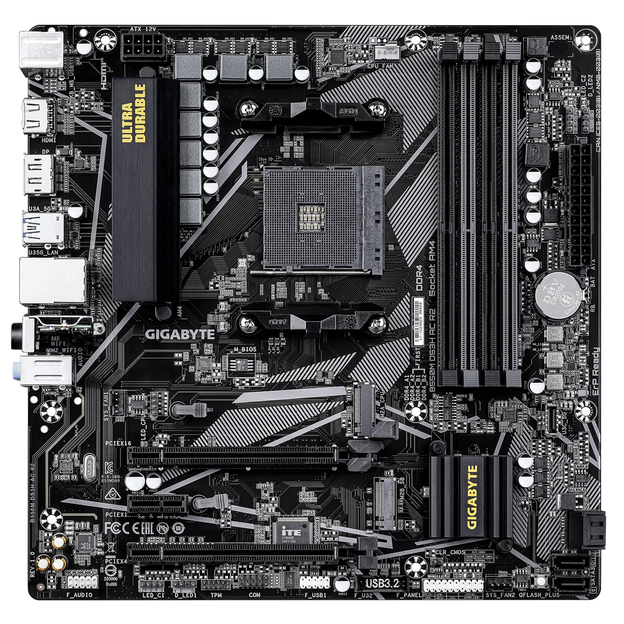 GIGABYTE B550M DS3H AC R2 AM4 mATX Motherboard WiFi 5 PCIe 4.0