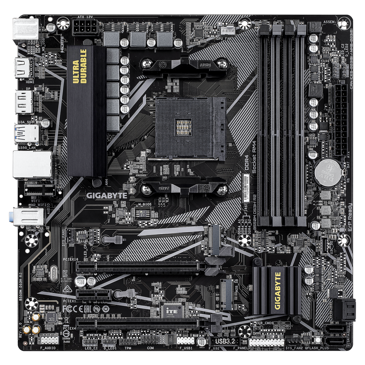 GIGABYTE B550M DS3H R2 - Ultra Durable AMD Ryzen Motherboard with PCIe 4.0