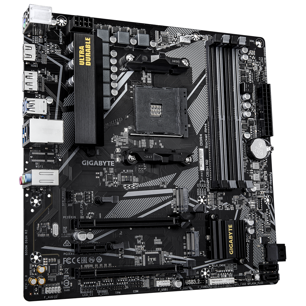 GIGABYTE B550M DS3H R2 - Ultra Durable AMD Ryzen Motherboard with PCIe 4.0
