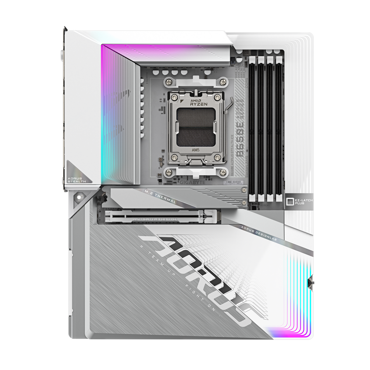 GIGABYTE B650E AORUS STEALTH ICE Motherboard - Supports AMD Ryzen 9000 CPUs- 12+2+2 phases VRM- up to 8000MHz DDR5 (OC)- 1xPCIe 5.0 M2 + 3xPCIe 4.0 M.2- Wi-Fi 7- USB 3.2 Gen 2x2