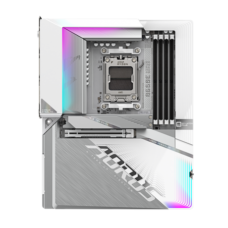 GIGABYTE B650E AORUS STEALTH ICE Motherboard - Supports AMD Ryzen 9000 CPUs- 12+2+2 phases VRM- up to 8000MHz DDR5 (OC)- 1xPCIe 5.0 M2 + 3xPCIe 4.0 M.2- Wi-Fi 7- USB 3.2 Gen 2x2