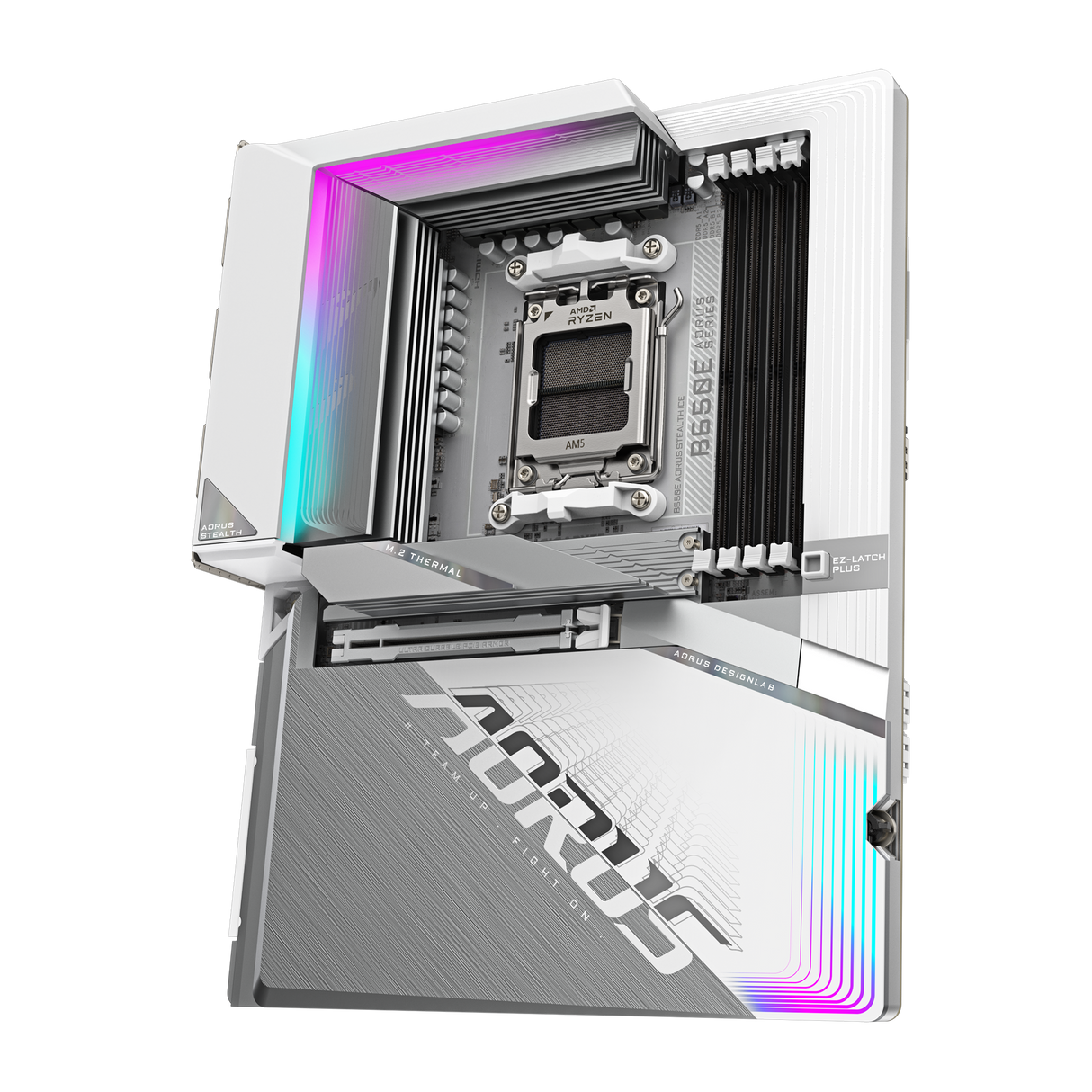 GIGABYTE B650E AORUS STEALTH ICE Motherboard - Supports AMD Ryzen 9000 CPUs- 12+2+2 phases VRM- up to 8000MHz DDR5 (OC)- 1xPCIe 5.0 M2 + 3xPCIe 4.0 M.2- Wi-Fi 7- USB 3.2 Gen 2x2