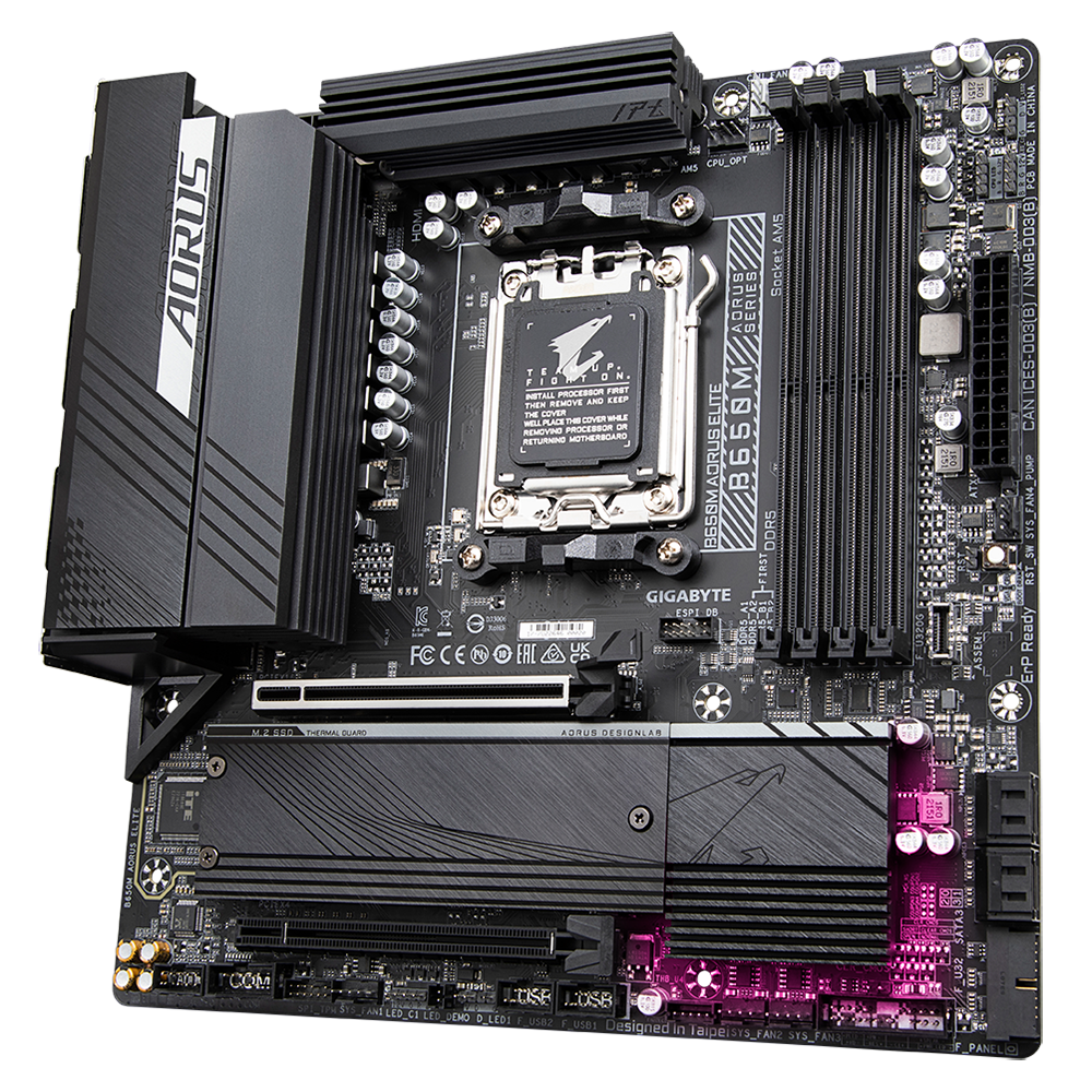GIGABYTE B650M AORUS Elite DDR5 AM5 mATX EZ-Latch Q-Flash Plus Smart Fan 6 Advanced Thermal Design & M.2 Thermal Guard