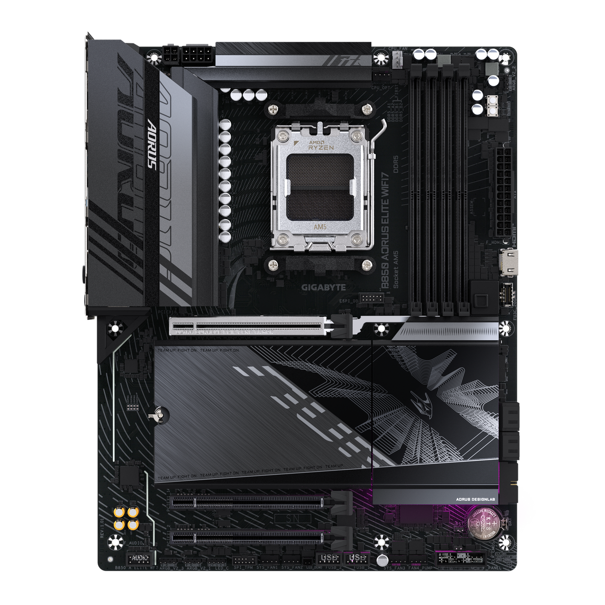GIGABYTE B850 AORUS ELITE WIFI7 Motherboard - AMD Ryzen 9000 Series CPUs, 14+2+2 Phases Digital VRM, up to 8200MHz DDR5 (OC), 1xPCIe 5.0 + 2xPCIe 4.0 M.2