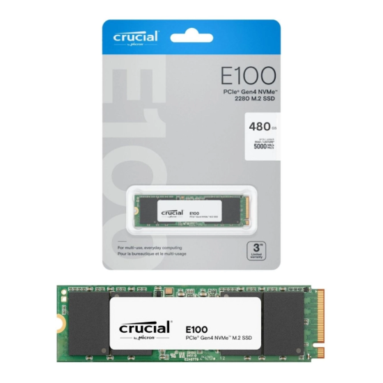 Crucial E100 SSD M.2 NVMe PCIe Gen4 Internal SSD, Up to 4,700MB/s for 480GB Up to 5,000MB/s, for 1TB , Laptop & Desktop Compatible