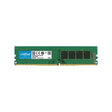 A green Crucial DDR4-2666 UDIMM RAM module, featuring multiple golden contact points on its bottom surface.