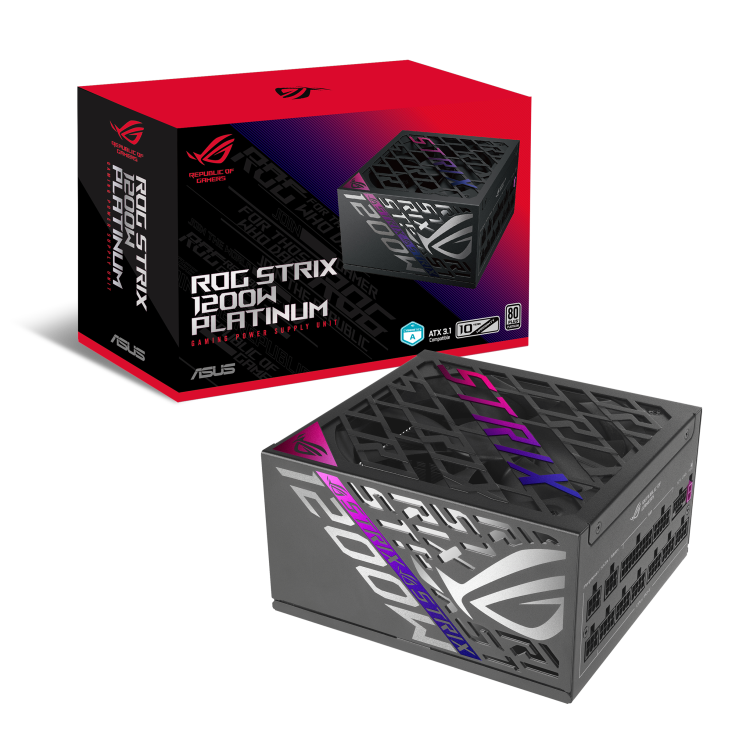 ASUS ROG Strix 1200W Platinum PSU GaN MOSFET GPU-FIRST Technology 0dB Cooling PCIe 5.1 Ready