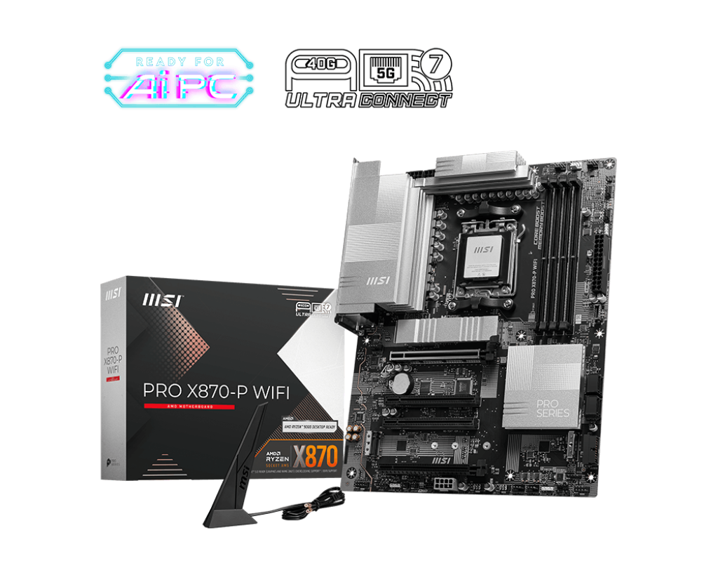 MSI PRO X870-P WiFi 7 Motherboard (AMD Ryzen 9000/8000/7000 Series Processors, AM5, DDR5, PCIe 5.0, M.2 Gen5, HDMI/DP, Bluetooth 5.4, ATX)