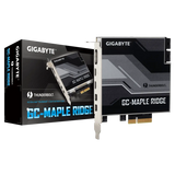 Gigabyte GC-Maple Ridge graphics card with packaging on a white background