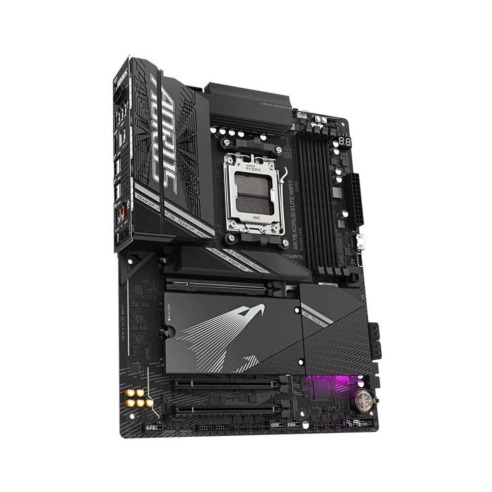 لوحة أم GIGABYTE X870 AORUS ELITE WIFI7 - تدعم معالجات AMD Ryzen 9000، ووحدة تنظيم الجهد 16+2+2، وذاكرة DDR5 (OC) بسرعة تصل إلى 8000 ميجاهرتز، و4 منافذ PCIe 5.0 + 4 منافذ M.2، وشبكة LAN بسرعة 2.5 جيجابت في الثانية، ومنفذ USB 3.2 Gen 2x2