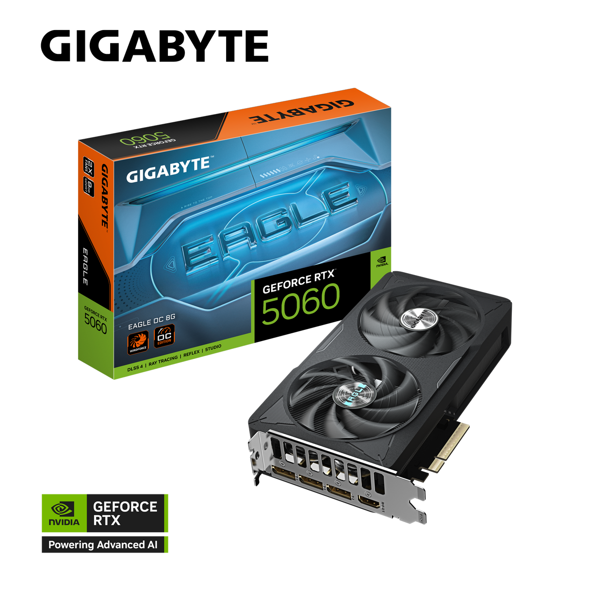 Gigabyte GeForce RTX 5060 EAGLE OC 8GB 128-bit GDDR7 PCIe 5.0 WINDFORCE Cooling System