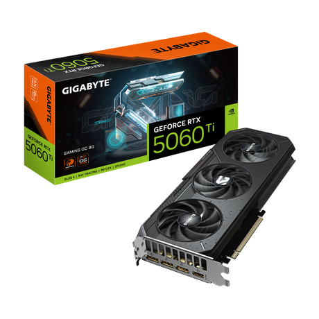 Gigabyte GeForce RTX 5060 Ti GAMING OC 8G – 8GB GDDR7 , PCIe 5.0, 3x DP 2.1b + 1x HDMI 2.1b, 1x 8-Pin, 281mm length.