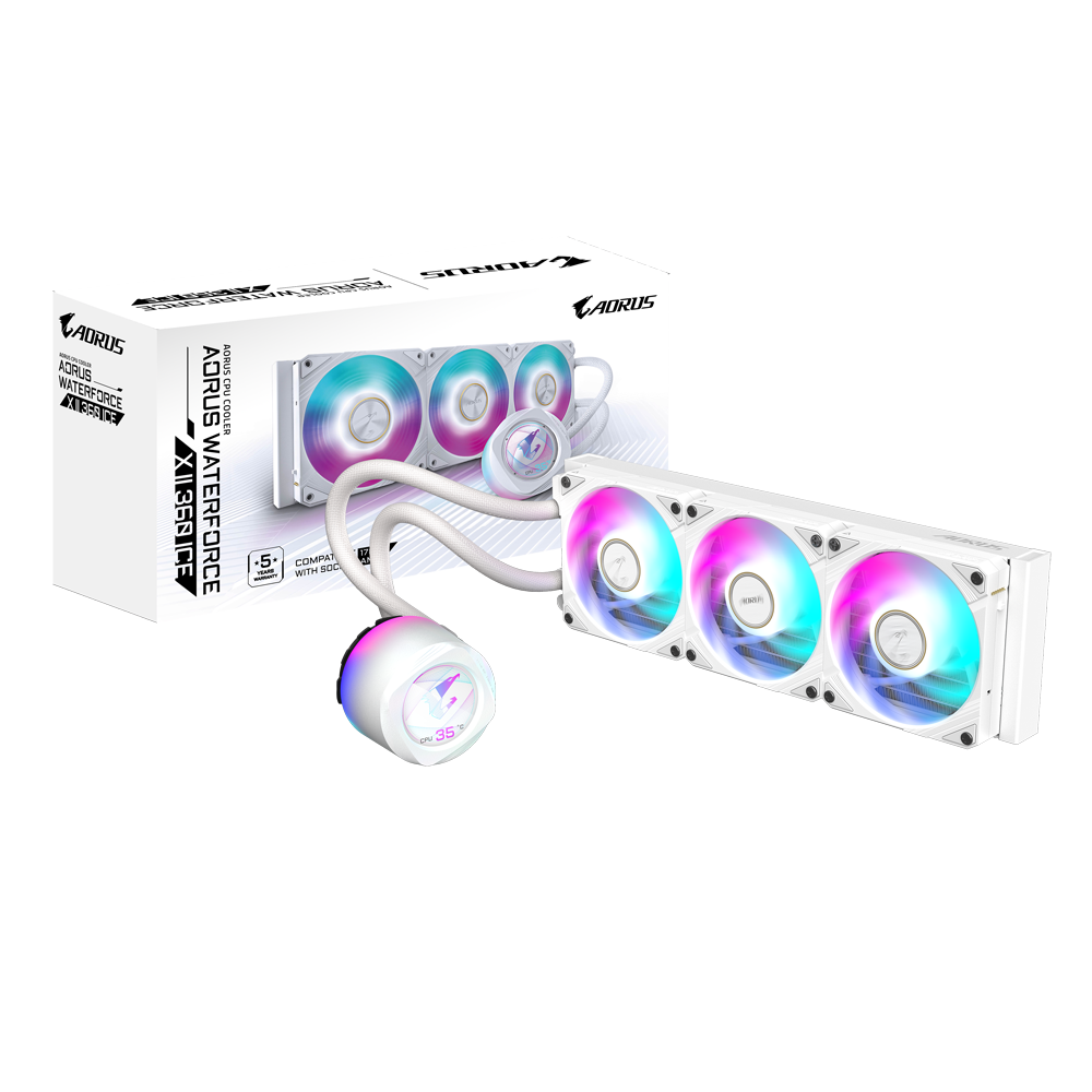 Gigabyte AORUS WATERFORCE X II 360 ICE  Liquid CPU Cooler, ARGB Fans, compatible with Intel LGA1700 and AMD AM5