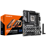 Gigabyte Z890 UD WIFI6E motherboard with packaging on a white background