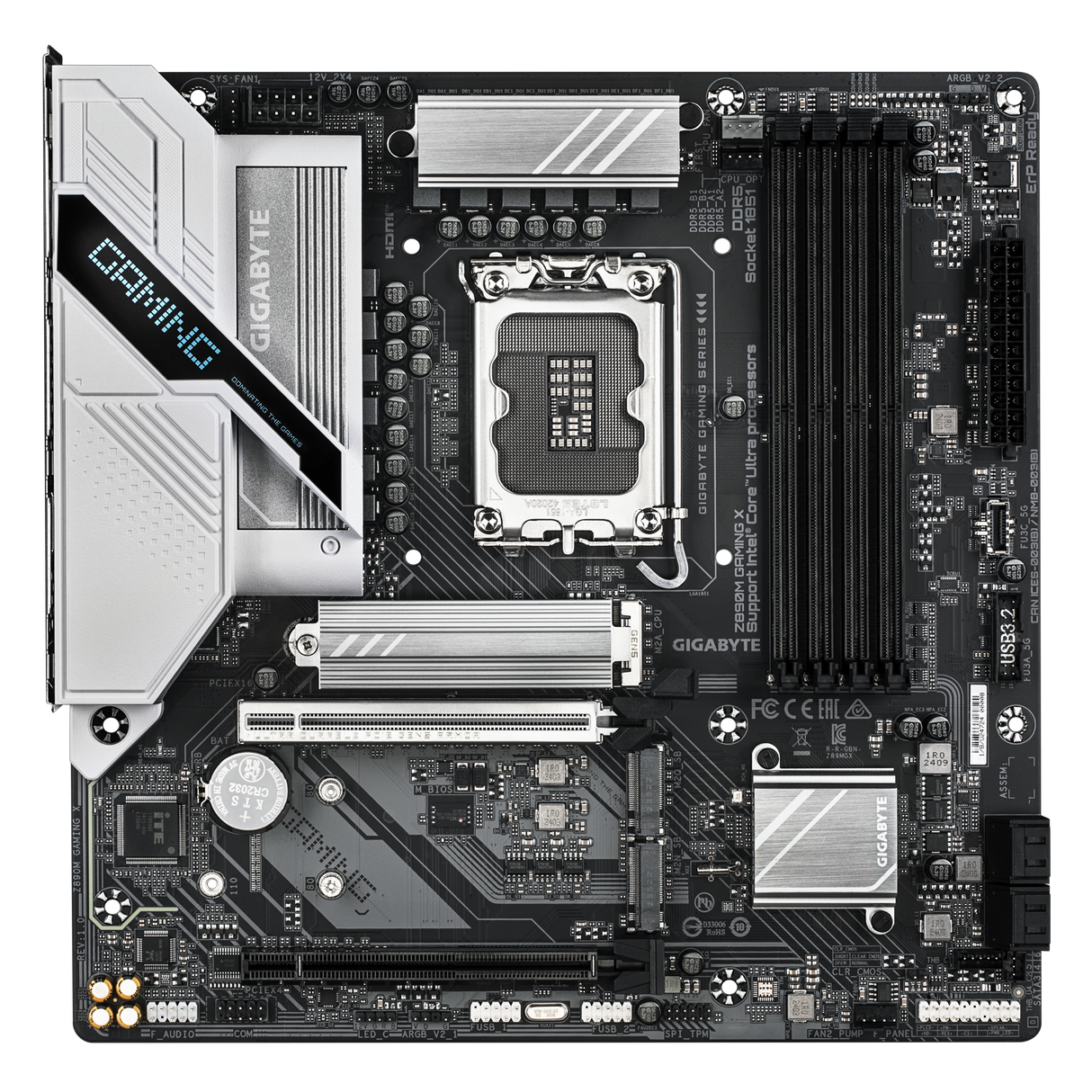 Gigabyte motherboard on a white background