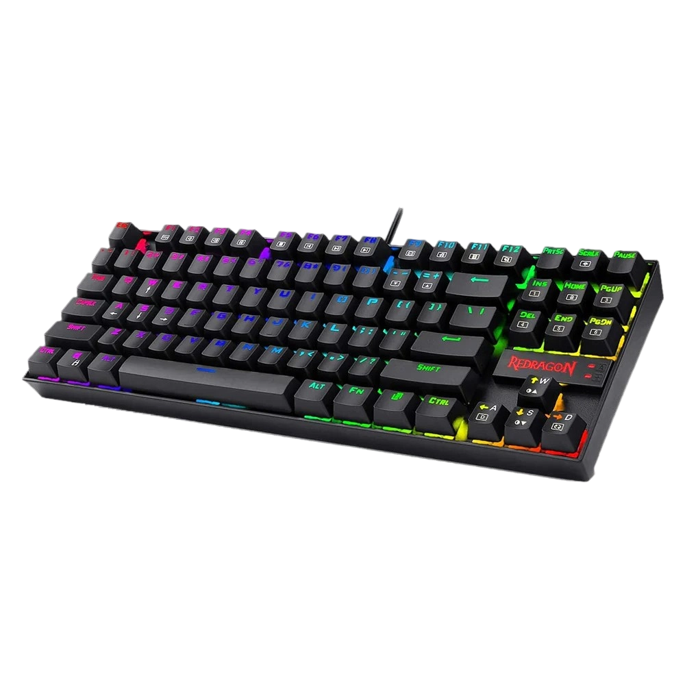 Redragon K552 KUMARA Mechanical Gaming Keyboard - BLUE Switch - Rainbow Backlight - 87 Key TKL Size - Arabic/English Keys|| Black
