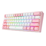 Redragon K617 Fizz White & Pink: Compact 60% RGB Hot-Swappable Gaming Keyboard