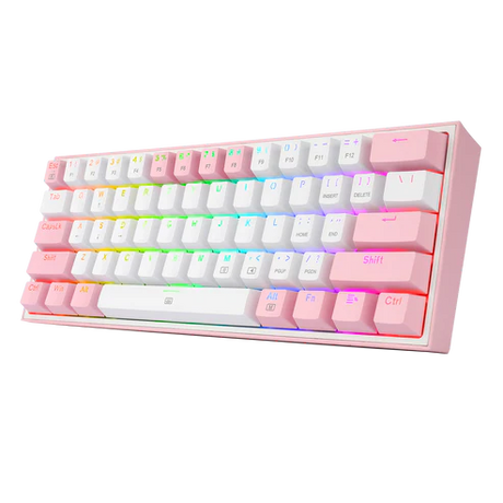 Redragon K617 Fizz White & Pink: Compact 60% RGB Hot-Swappable Gaming Keyboard