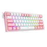 Redragon K617 Fizz White & Pink: Compact 60% RGB Hot-Swappable Gaming Keyboard