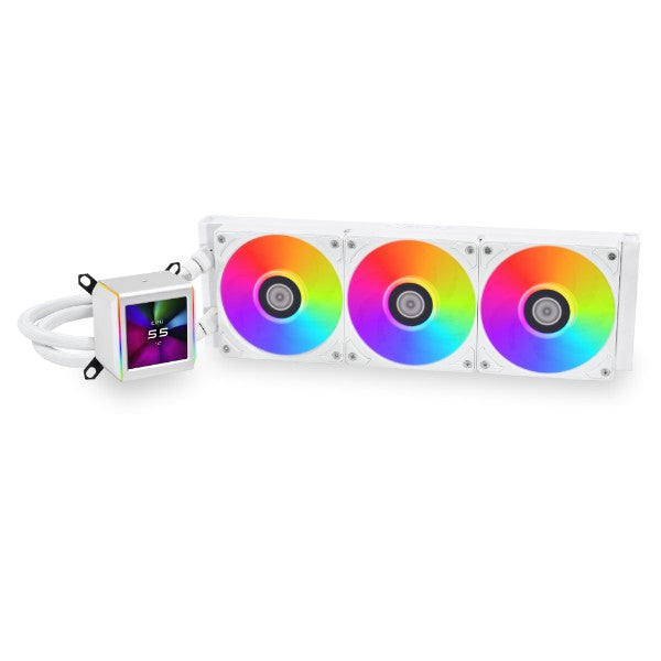 Lian Li Galahad II LCD 360MM White AIO Asetek 8th Gen - 2.88” IPS LCD screen liquid cooler - Screen recording for videos and photos Pre-installed daisy-chained ARGB fans Liquid Cpu Cooler