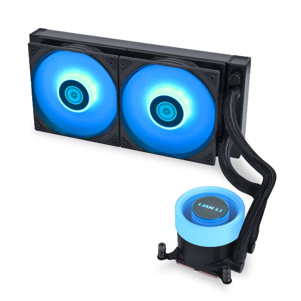 Lian Li Galahad II Lite 240MM RGB Black RGB Fans–AIO CPU Water Cooling, Customizable ARGB Pump Block, Low Noise Hydraulic Bearing, Switchable Lid & 28mm PBT Fan for LGA 1700/1851/AM5/4 Liquid Cpu Cooler